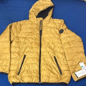 Perry Ellis Mustard Hooded Puffer Jacket